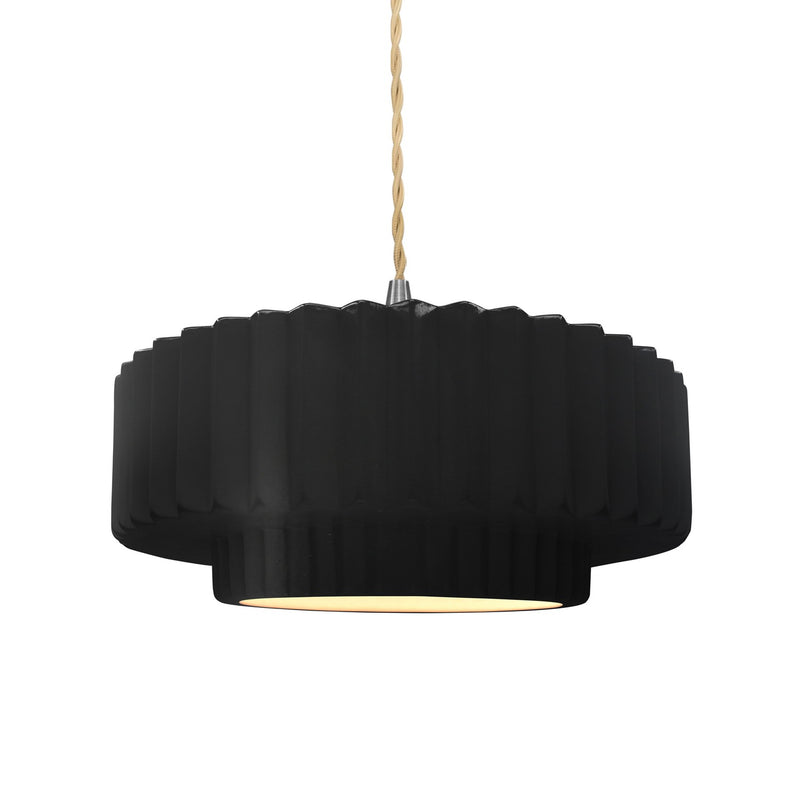 Justice Designs CER-6553-CRB-NCKL-BEIG-TWST One Light Pendant, Carbon - Matte Black
