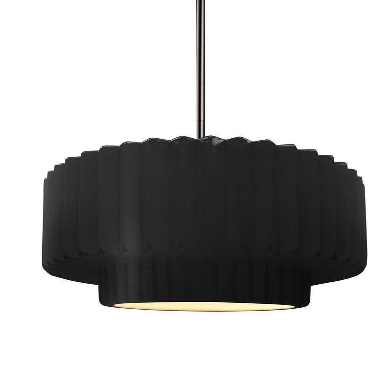 Justice Designs CER-6553-CRB-NCKL-RIGID One Light Pendant, Carbon - Matte Black