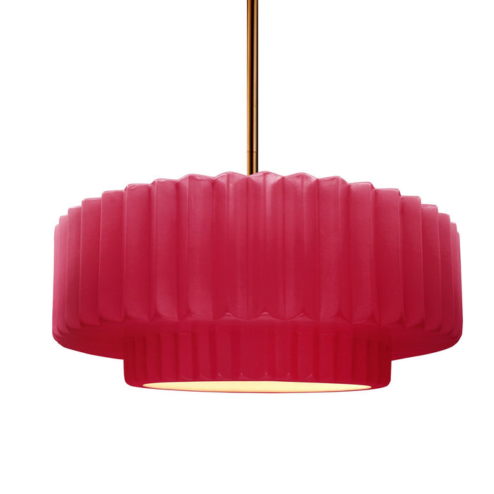 Justice Designs CER-6553-CRSE-BRSS-RIGID One Light Pendant, Cerise