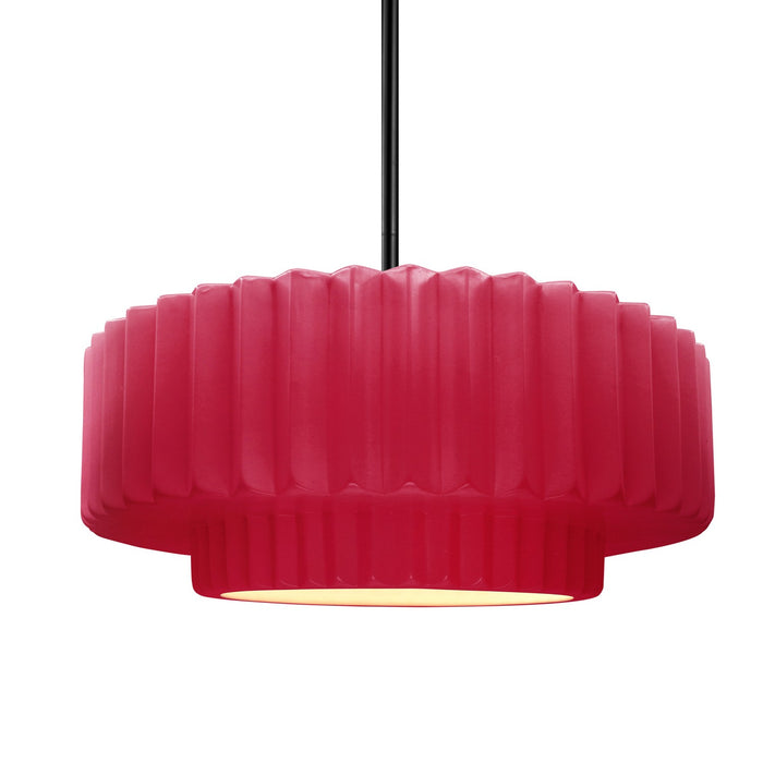 Justice Designs CER-6553-CRSE-MBLK-RIGID One Light Pendant, Cerise