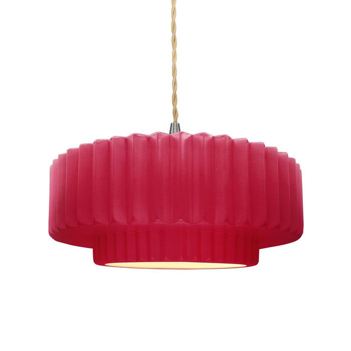 Justice Designs CER-6553-CRSE-NCKL-BEIG-TWST One Light Pendant, Cerise