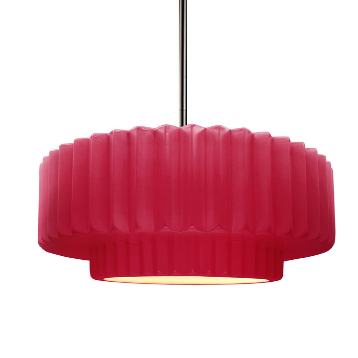Justice Designs CER-6553-CRSE-NCKL-RIGID One Light Pendant, Cerise