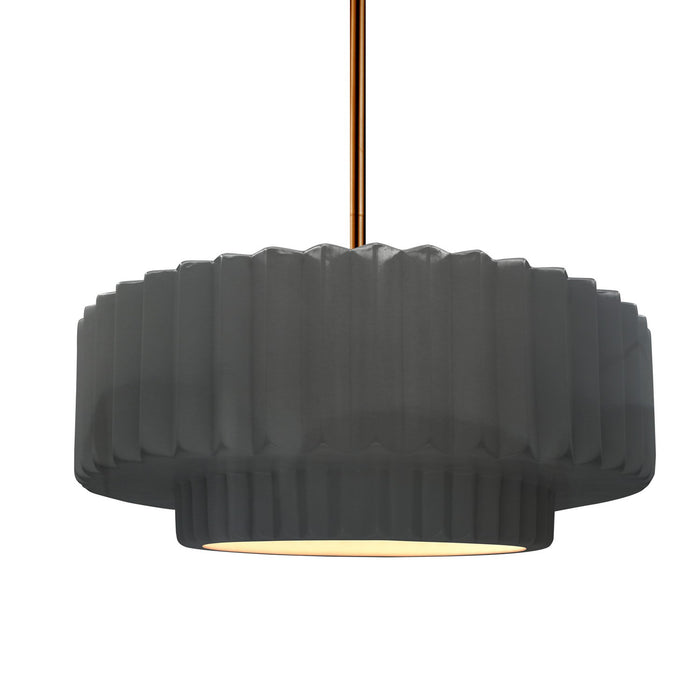 Justice Designs CER-6553-GRY-BRSS-RIGID One Light Pendant, Gloss Grey