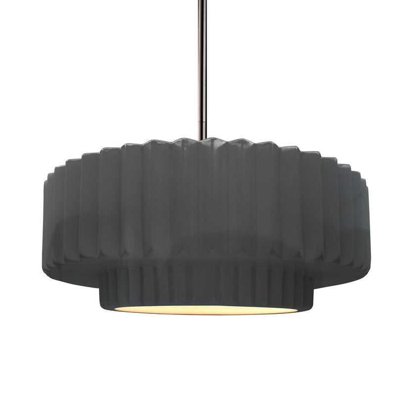 Justice Designs CER-6553-GRY-NCKL-RIGID One Light Pendant, Gloss Grey