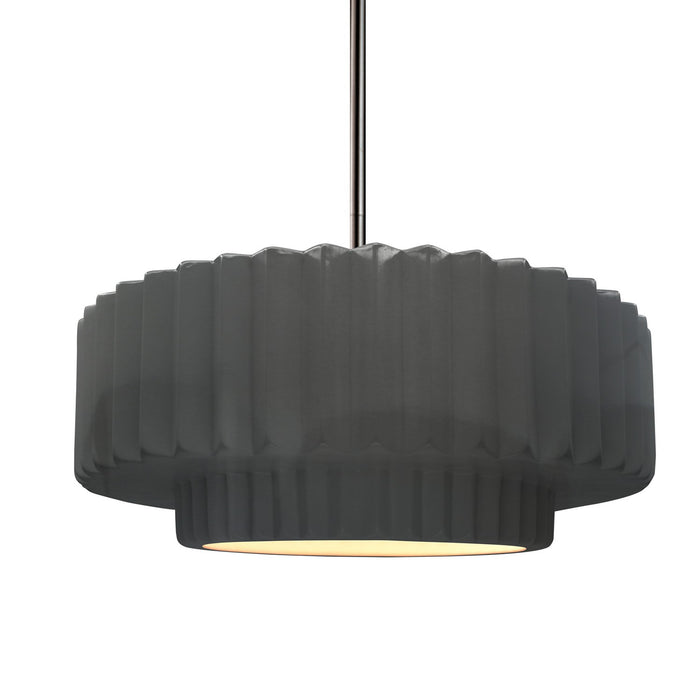 Justice Designs CER-6553-GRY-NCKL-RIGID One Light Pendant, Gloss Grey