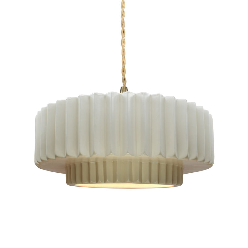 Justice Designs CER-6553-MAT-BRSS-BEIG-TWST One Light Pendant, Matte White