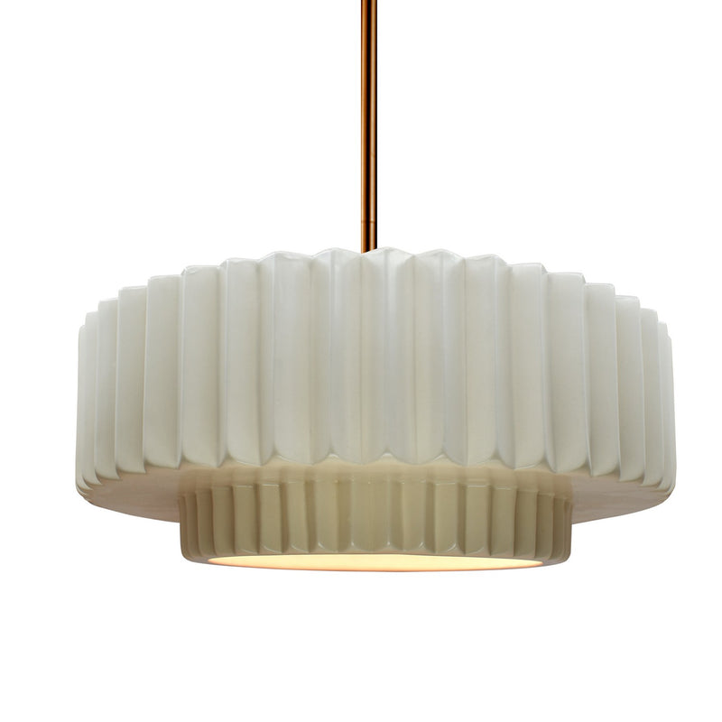 Justice Designs CER-6553-MAT-BRSS-RIGID One Light Pendant, Matte White