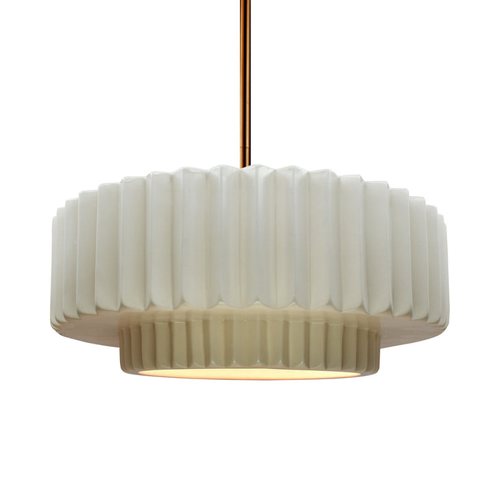 Justice Designs CER-6553-MAT-BRSS-RIGID One Light Pendant, Matte White