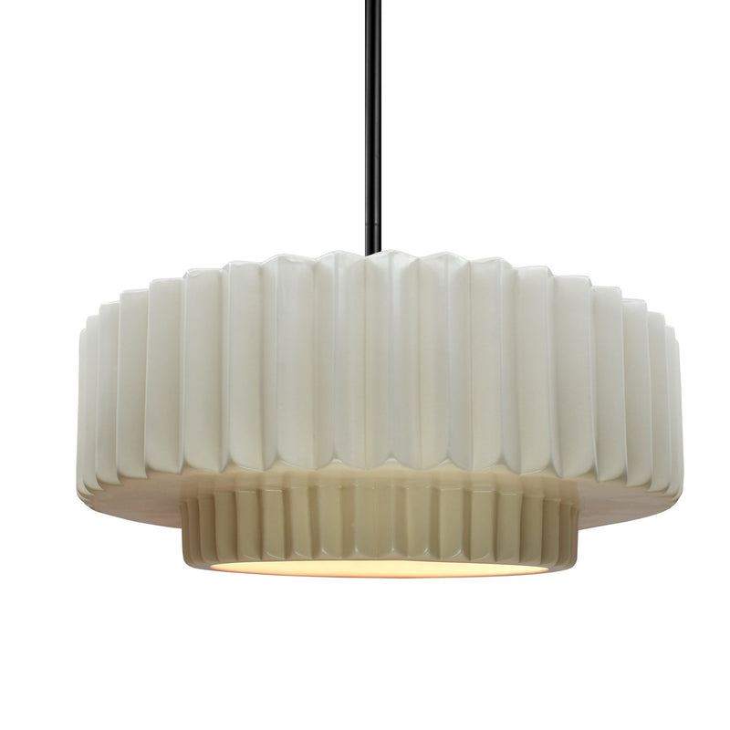 Justice Designs CER-6553-MAT-MBLK-RIGID One Light Pendant, Matte White