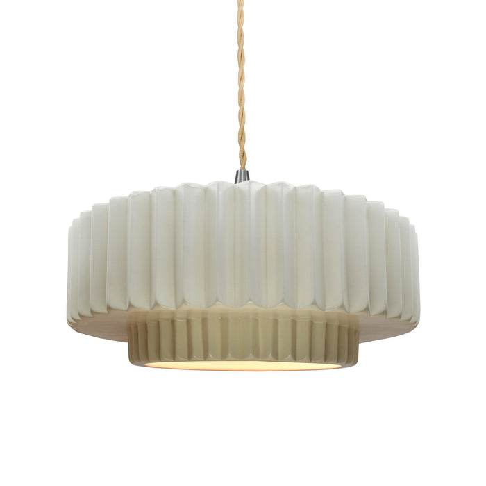 Justice Designs CER-6553-MAT-NCKL-BEIG-TWST One Light Pendant, Matte White