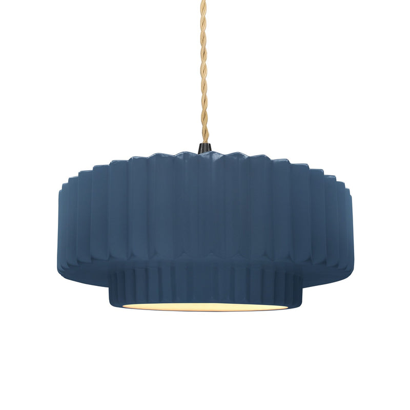 Justice Designs CER-6553-MDMT-MBLK-BEIG-TWST One Light Pendant, Midnight Sky w/ Matte White