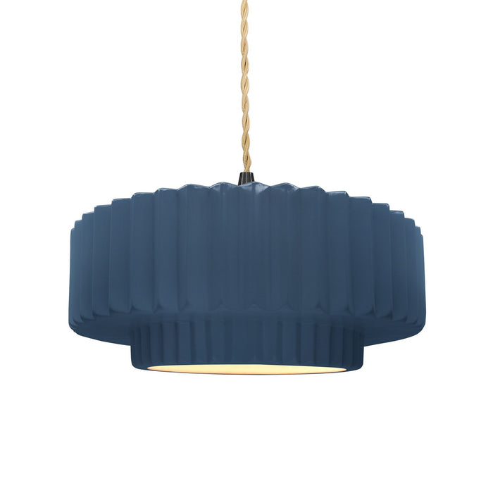 Justice Designs CER-6553-MDMT-MBLK-BEIG-TWST One Light Pendant, Midnight Sky w/ Matte White