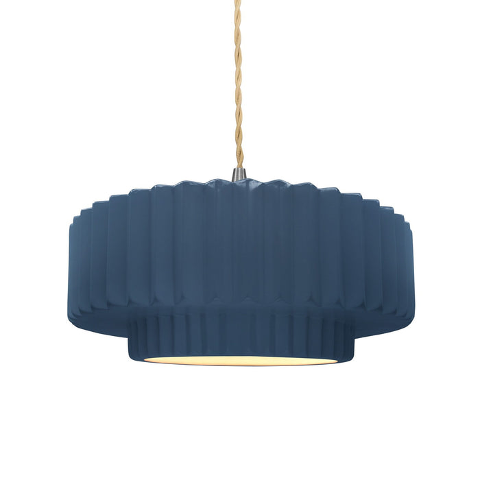 Justice Designs CER-6553-MDMT-NCKL-BEIG-TWST One Light Pendant, Midnight Sky w/ Matte White