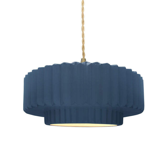 Justice Designs CER-6553-MID-BRSS-BEIG-TWST One Light Pendant, Midnight Sky