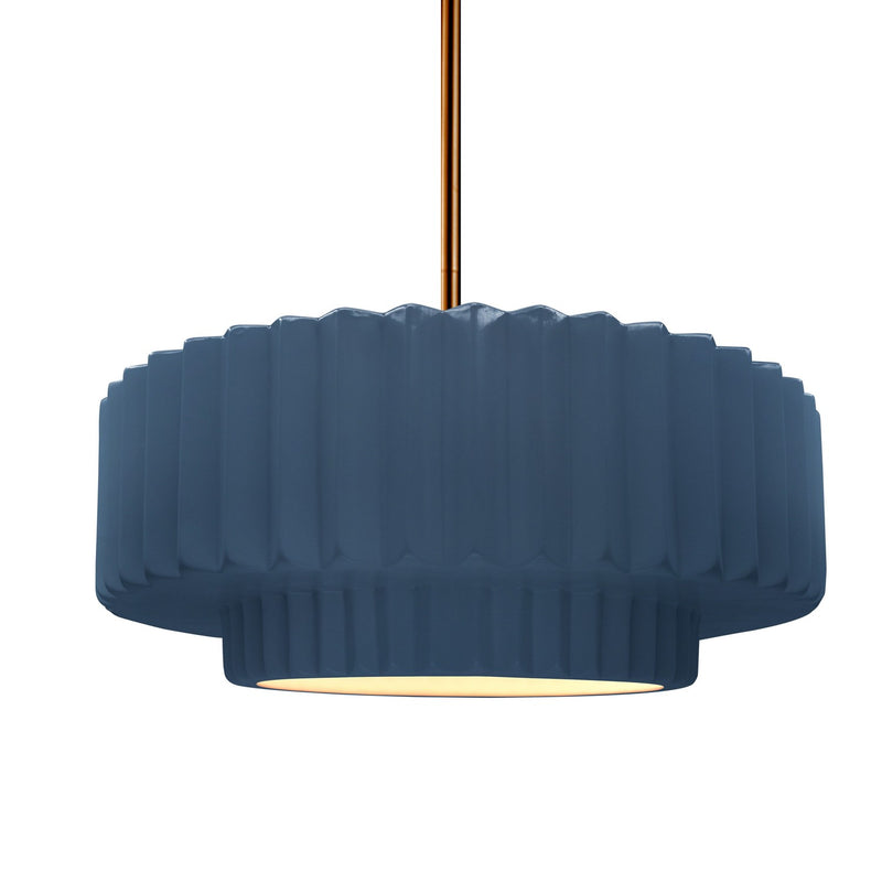 Justice Designs CER-6553-MID-BRSS-RIGID One Light Pendant, Midnight Sky