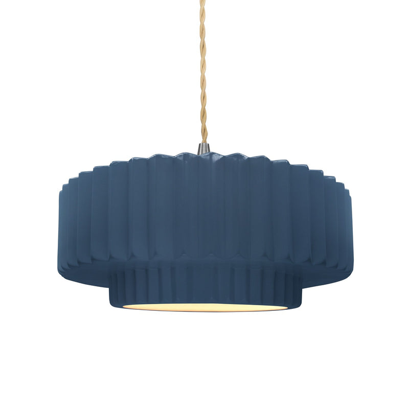 Justice Designs CER-6553-MID-NCKL-BEIG-TWST One Light Pendant, Midnight Sky