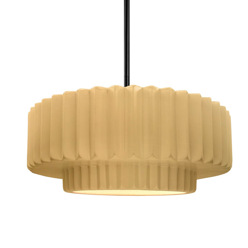 Justice Designs CER-6553-MYLW-MBLK-RIGID One Light Pendant, Muted Yellow