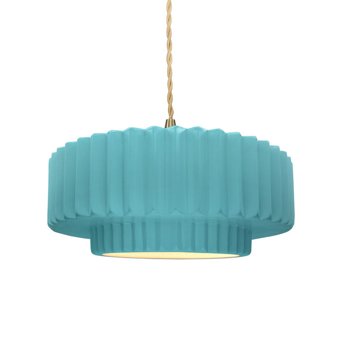 Justice Designs CER-6553-RFPL-BRSS-BEIG-TWST One Light Pendant, Reflecting Pool
