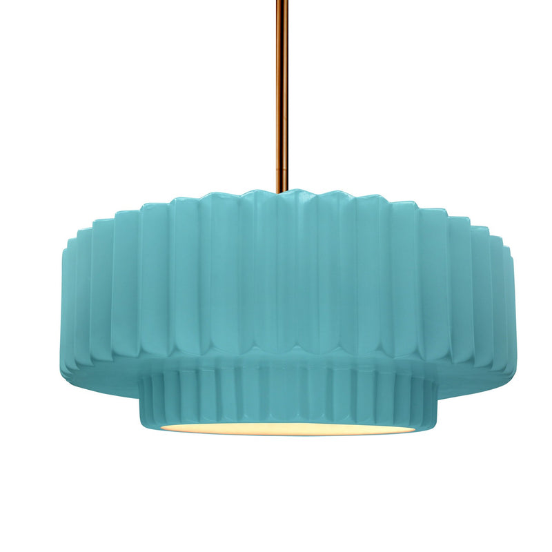 Justice Designs CER-6553-RFPL-BRSS-RIGID One Light Pendant, Reflecting Pool