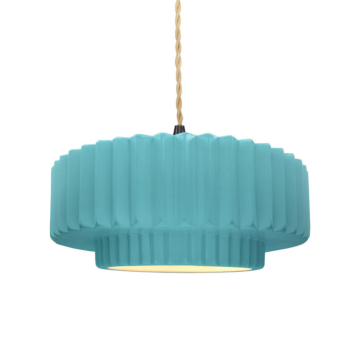 Justice Designs CER-6553-RFPL-MBLK-BEIG-TWST One Light Pendant, Reflecting Pool