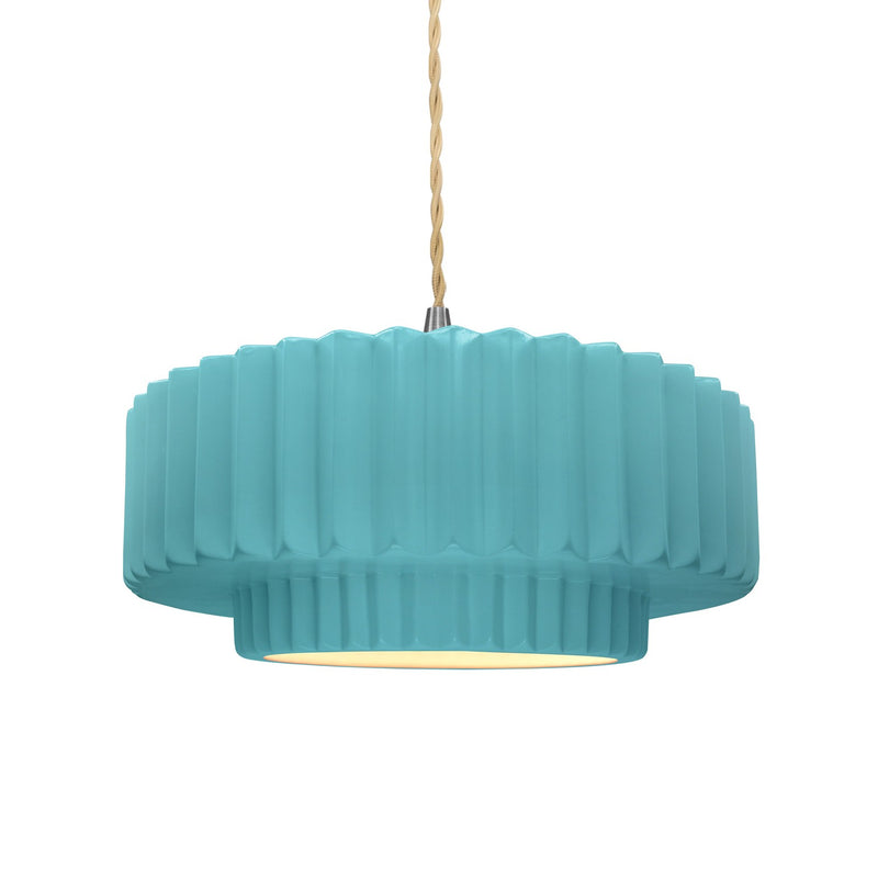 Justice Designs CER-6553-RFPL-NCKL-BEIG-TWST One Light Pendant, Reflecting Pool