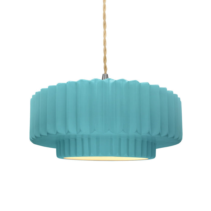 Justice Designs CER-6553-RFPL-NCKL-BEIG-TWST One Light Pendant, Reflecting Pool