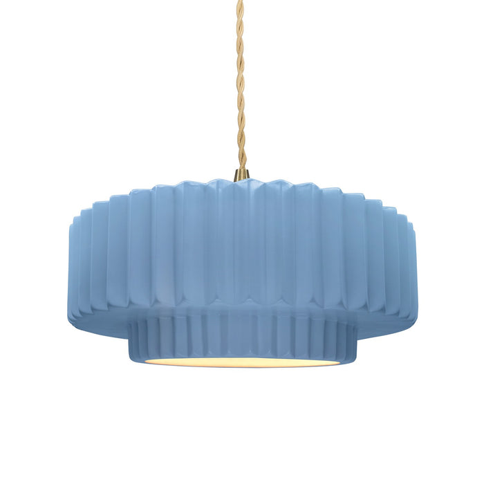 Justice Designs CER-6553-SKBL-BRSS-BEIG-TWST One Light Pendant, Sky Blue