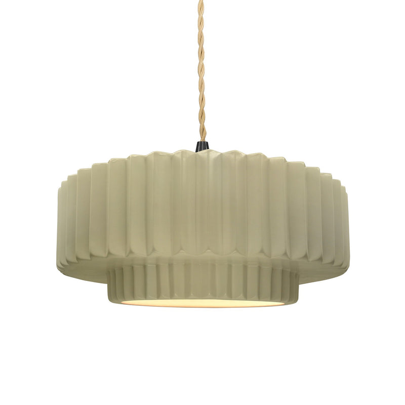 Justice Designs CER-6553-VAN-MBLK-BEIG-TWST One Light Pendant, Vanilla (Gloss)