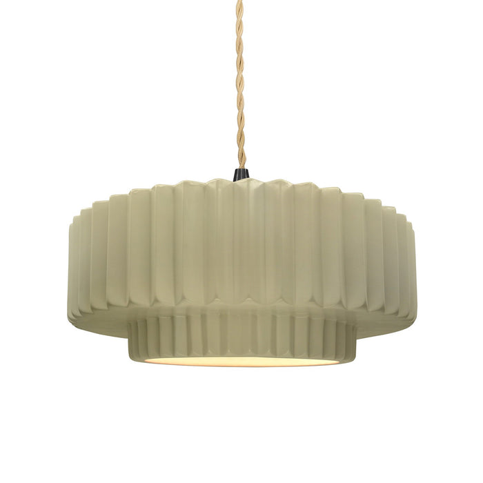 Justice Designs CER-6553-VAN-MBLK-BEIG-TWST One Light Pendant, Vanilla (Gloss)