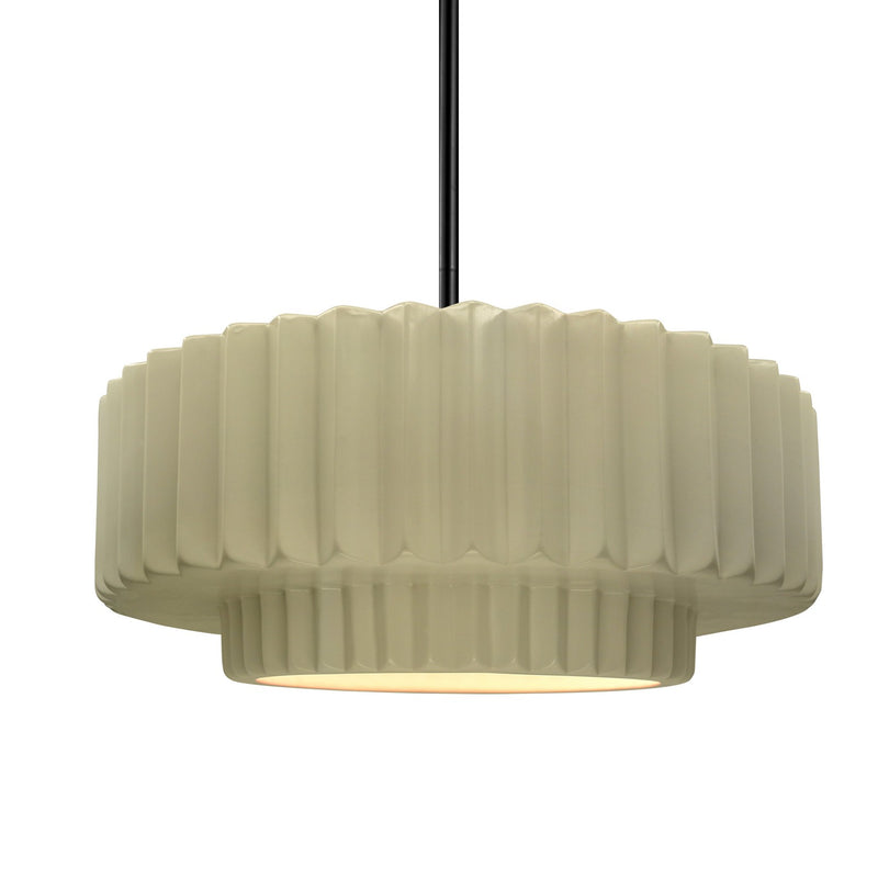 Justice Designs CER-6553-VAN-MBLK-RIGID One Light Pendant, Vanilla (Gloss)