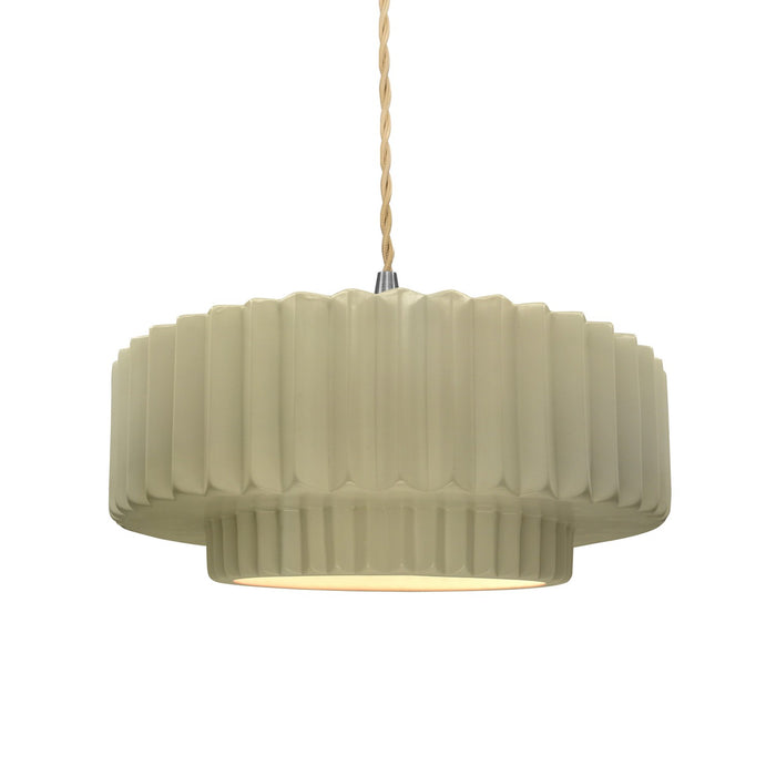 Justice Designs CER-6553-VAN-NCKL-BEIG-TWST One Light Pendant, Vanilla (Gloss)