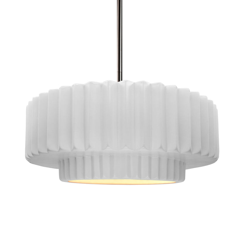 Justice Designs CER-6553-WHT-NCKL-RIGID One Light Pendant, Gloss White