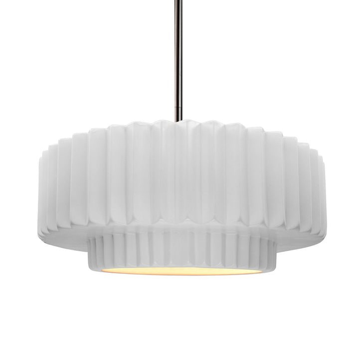 Justice Designs CER-6553-WTWT-NCKL-RIGID One Light Pendant, Gloss White (outside and inside of fixture)