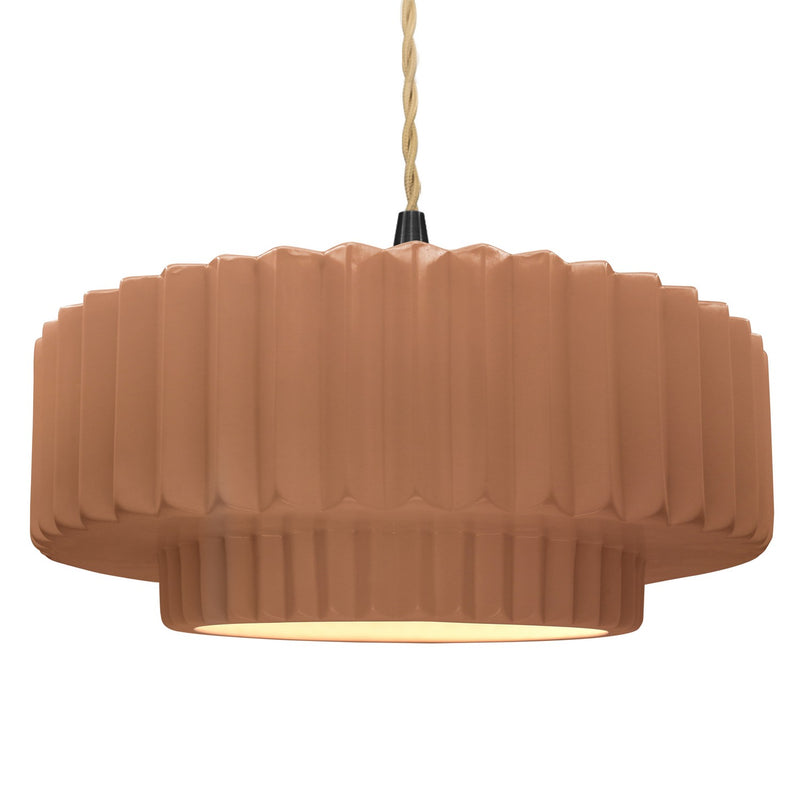 Justice Designs CER-6555-ADOB-MBLK-BEIG-TWST One Light Pendant, Adobe