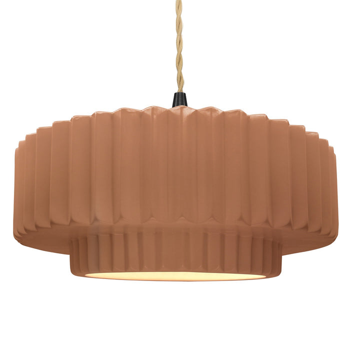 Justice Designs CER-6555-ADOB-MBLK-BEIG-TWST One Light Pendant, Adobe