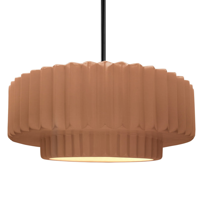 Justice Designs CER-6555-ADOB-MBLK-RIGID One Light Pendant, Adobe