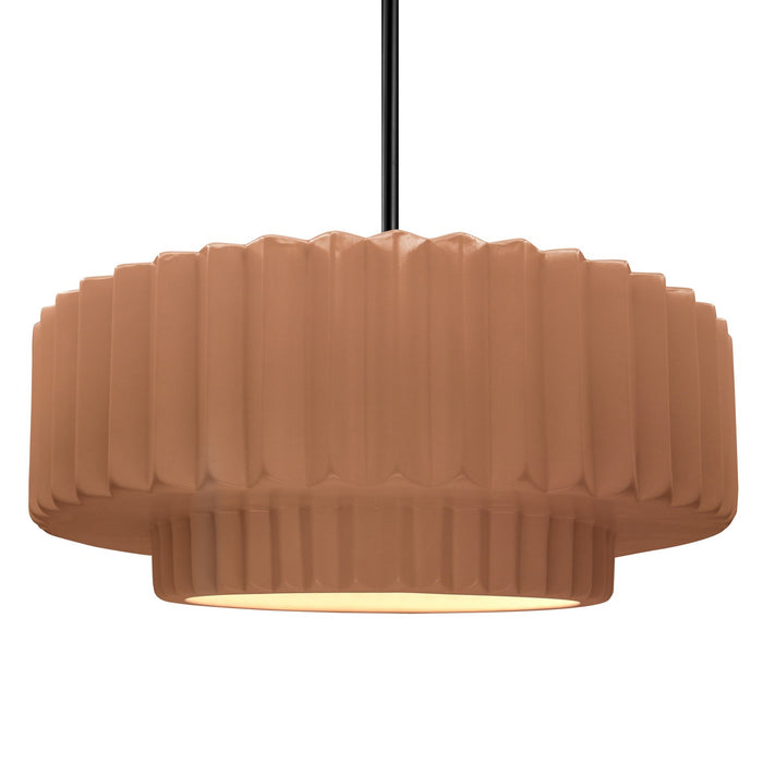 Justice Designs CER-6555-ADOB-MBLK-RIGID One Light Pendant, Adobe