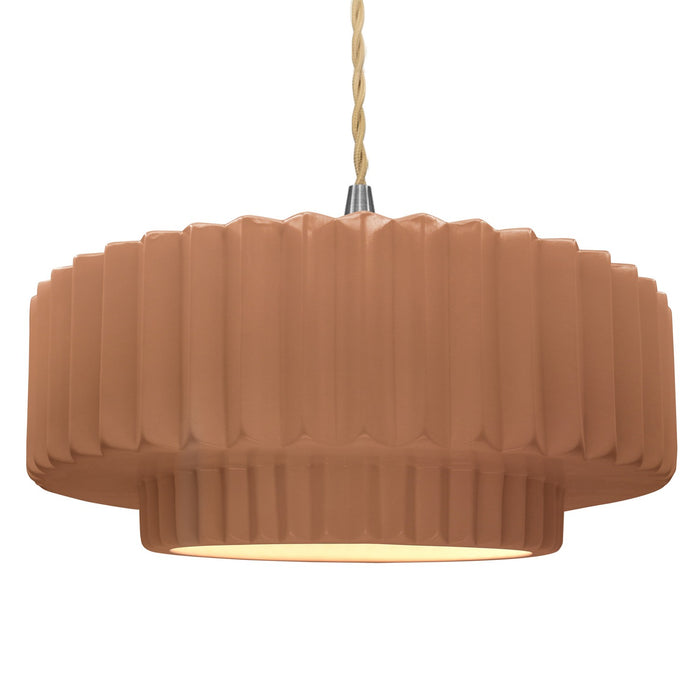 Justice Designs CER-6555-ADOB-NCKL-BEIG-TWST One Light Pendant, Adobe