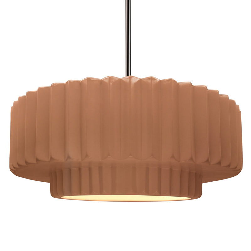 Justice Designs CER-6555-ADOB-NCKL-RIGID One Light Pendant, Adobe