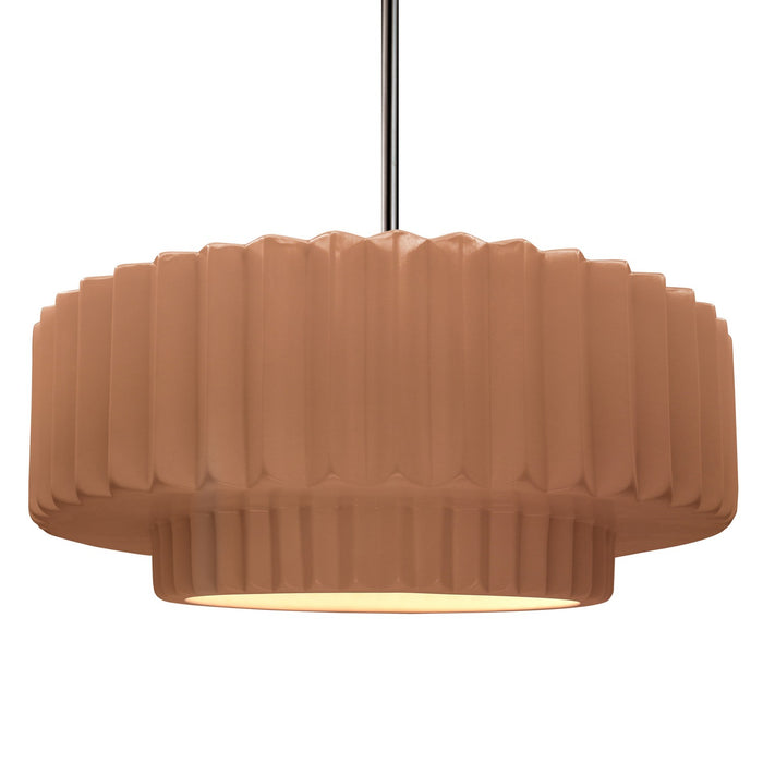 Justice Designs CER-6555-ADOB-NCKL-RIGID One Light Pendant, Adobe