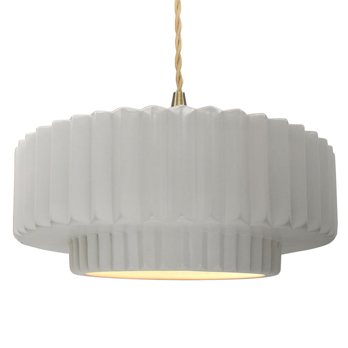 Justice Designs CER-6555-BIS-BRSS-BEIG-TWST One Light Pendant, Bisque