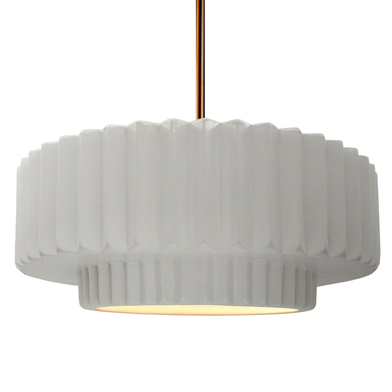 Justice Designs CER-6555-BIS-BRSS-RIGID One Light Pendant, Bisque
