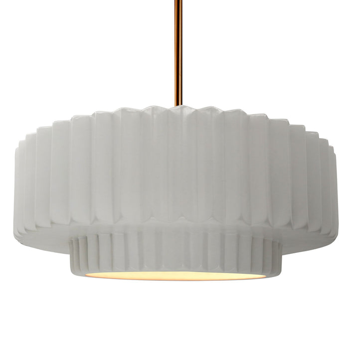 Justice Designs CER-6555-BIS-BRSS-RIGID One Light Pendant, Bisque