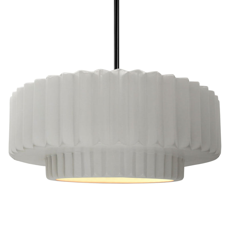 Justice Designs CER-6555-BIS-MBLK-RIGID One Light Pendant, Bisque