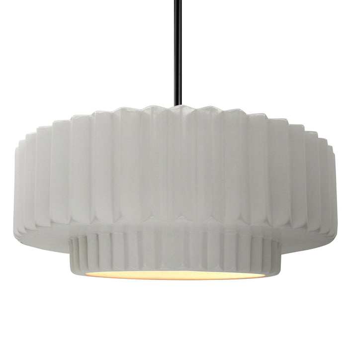 Justice Designs CER-6555-BIS-MBLK-RIGID One Light Pendant, Bisque