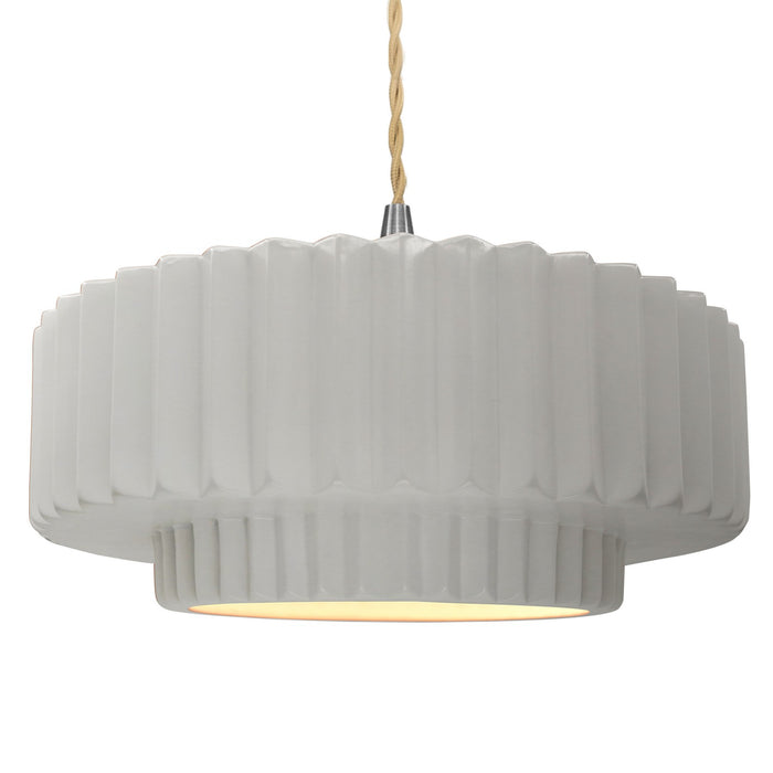 Justice Designs CER-6555-BIS-NCKL-BEIG-TWST One Light Pendant, Bisque