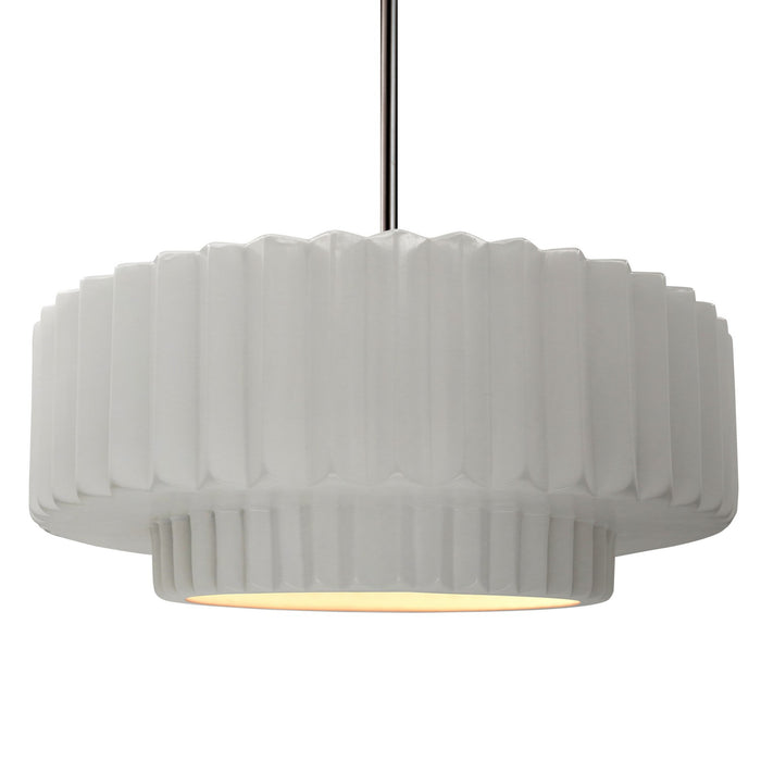 Justice Designs CER-6555-BIS-NCKL-RIGID One Light Pendant, Bisque