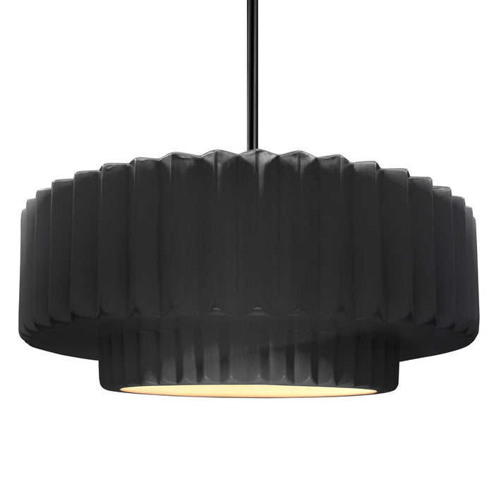 Justice Designs CER-6555-BKMT-MBLK-RIGID One Light Pendant, Gloss Black w/ Matte White