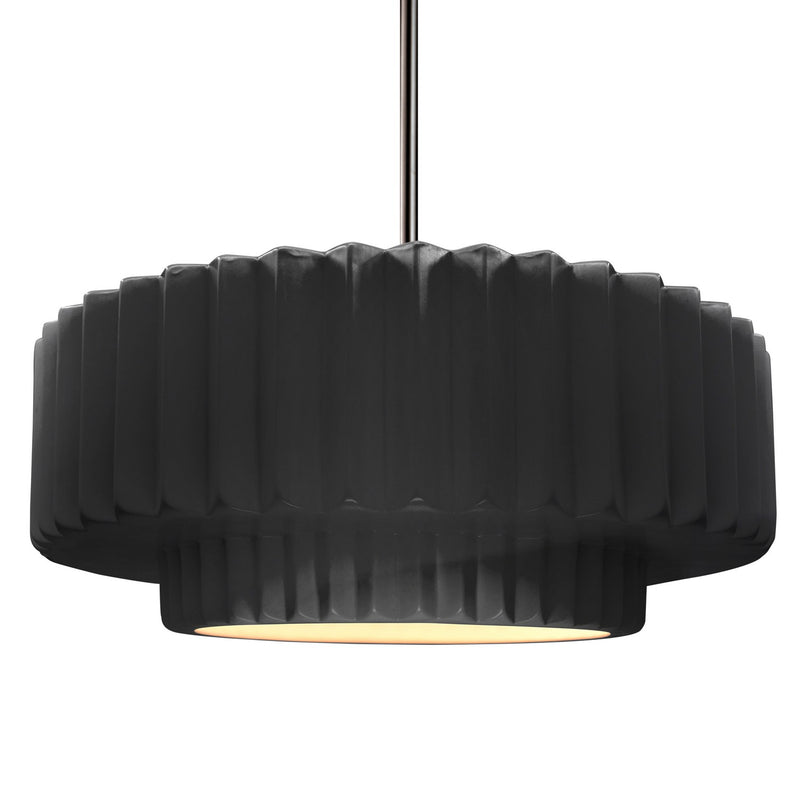 Justice Designs CER-6555-BKMT-NCKL-RIGID One Light Pendant, Gloss Black w/ Matte White