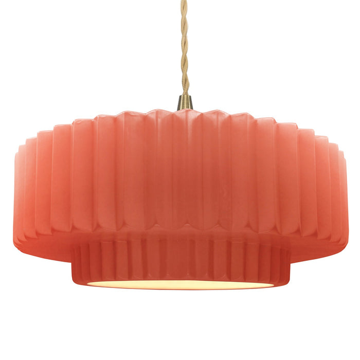 Justice Designs CER-6555-BSH-BRSS-BEIG-TWST One Light Pendant, Gloss Blush